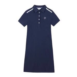 HARCOUR EQUESTRIAN riding show Blue White Silver Polo Sheath Dress NWT Small